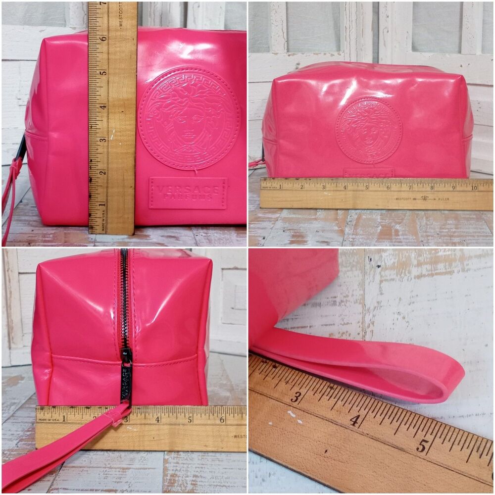 Versace Pink Patent Make Up Toiletries Case Travel Beach Resort Clutch Wristlet - Picture 8 of 9